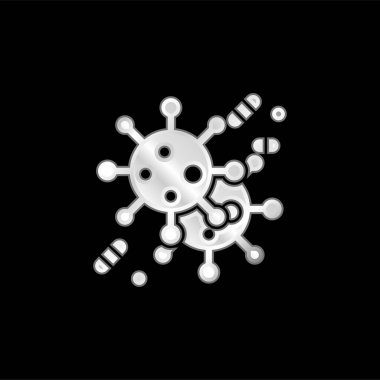 Bacteria silver plated metallic icon clipart