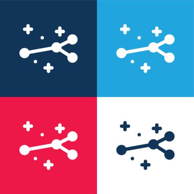 Ok mavi ve kırmızı dört renk minimal simge kümesi