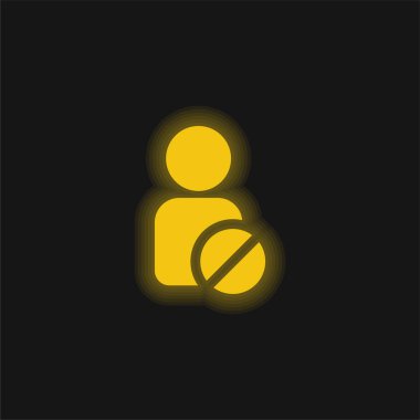 Ban User yellow glowing neon icon clipart