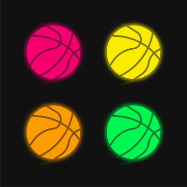 Basketbol dört renk parlayan neon vektör simgesi