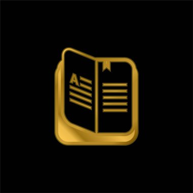 Kitap altın kaplamalı metalik simge veya logo vektörü