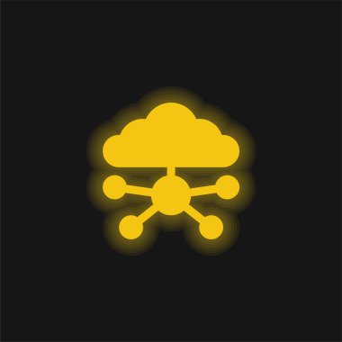 Büyük Veri Sarı Parlayan Neon simgesi