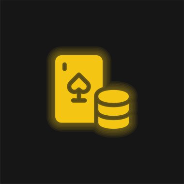 Blackjack sarı parlayan neon simgesi