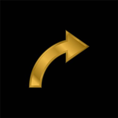 Ok Eğrisi Sağdaki Altın Kaplamalı Metal Simge veya Logo Vektörü