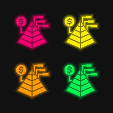 Parlayan dört renk neon vektör simgesini analiz et