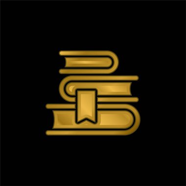 Kitap altın kaplamalı metalik simge veya logo vektörü