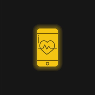 App yellow glowing neon icon clipart