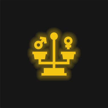 Sarı parlak neon simgesini dengele