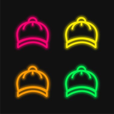 Baby Hat four color glowing neon vector icon clipart