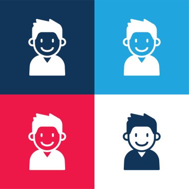 Oğlan mavi ve kırmızı dört renk minimal simge kümesi