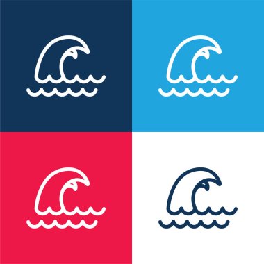 Big Wave blue and red four color minimal icon set clipart