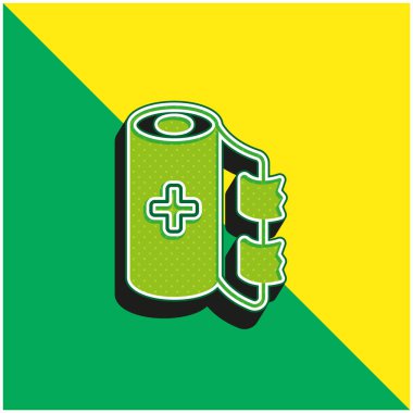 Bandaj Yeşil ve sarı modern 3d vektör simgesi logosu