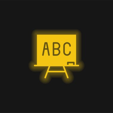 Abc yellow glowing neon icon clipart