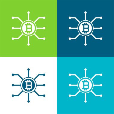 Bitcoin Düz 4 renk minimal simge kümesi