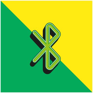 Bluetooth İşareti Yeşil ve Sarı 3d vektör simgesi