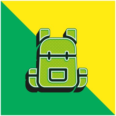 Sırt çantası yeşil ve sarı modern 3d vektör simgesi logosu