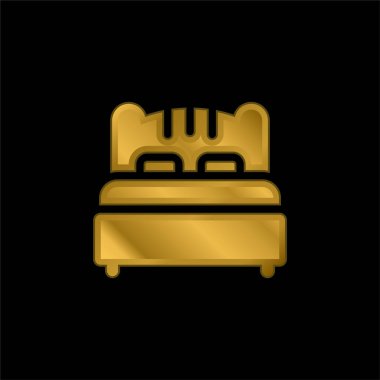 Yatak altın kaplamalı metalik simge veya logo vektörü