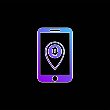 Ekran mavi gradyan vektör simgesinde Bir Yer Tutucu Sembolü ile Bitcoin Cep Telefonu