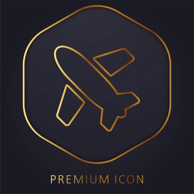 Uçak altın çizgisi prim logosu veya simgesi