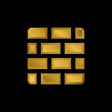 Altın kaplama metalik simge ya da logo vektörünü tuğlalar