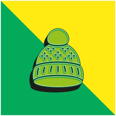 Beanie Green ve sarı modern 3d vektör simgesi logosu