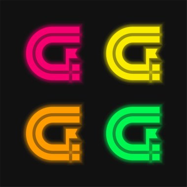 Athletics Track four color glowing neon vector icon clipart