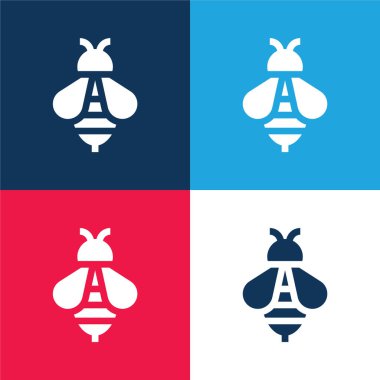 Arı mavisi ve kırmızı dört renk minimal simge kümesi