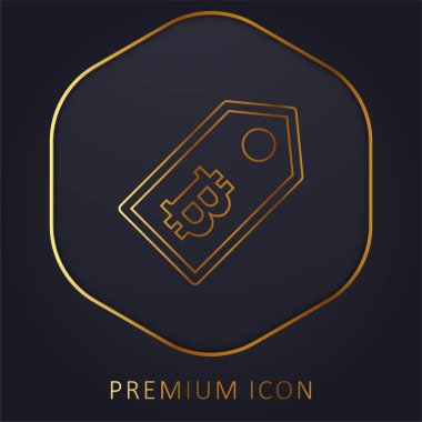Bitcoin Etiketi Altın Satır prim logosu veya simgesi