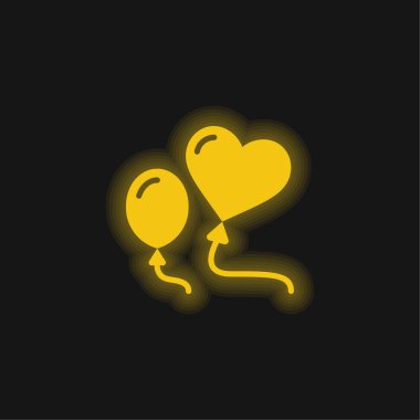 Balonlar sarı parlayan neon simgesi