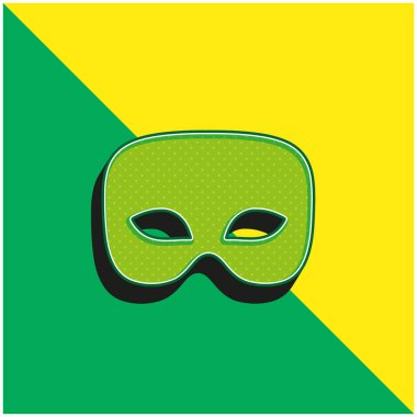 Siyah Erkek Karnaval Maskesi Yeşil ve Sarı 3D vektör simgesi logosu