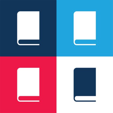 Siyah Kapak Mavi ve Kırmızı ile Kapalı Kitap En az dört renk simgesi