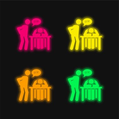 Sıkıcı dört renk parlayan neon vektör simgesi