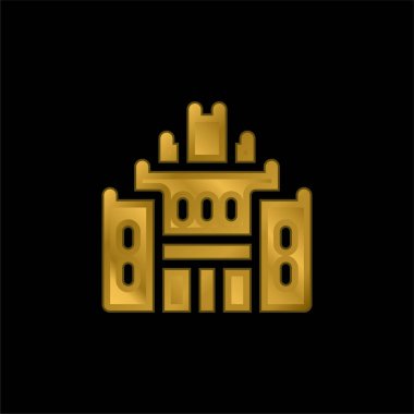 Afrika Miras Evi altın kaplamalı metalik simge veya logo vektörü