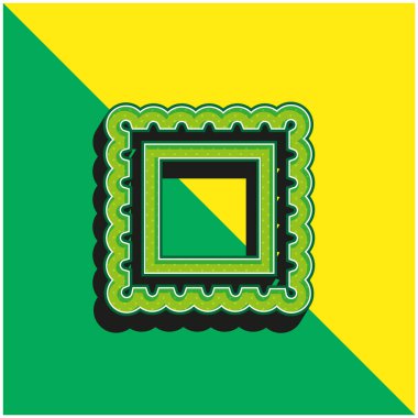 Çerçeve Resimleri için Sınır Yeşil ve Sarı 3D vektör simgesi logosu