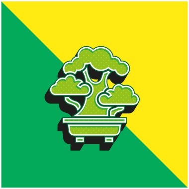 Bonsai Green ve sarı modern 3d vektör simgesi logosu
