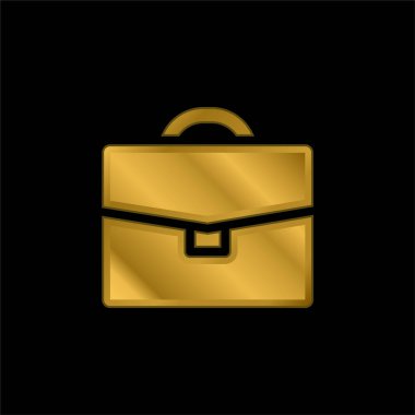 Evrak çantası altın kaplama metalik simge veya logo vektörü