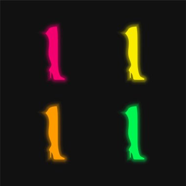 Dört renkli parlak neon vektör simgesini çizer