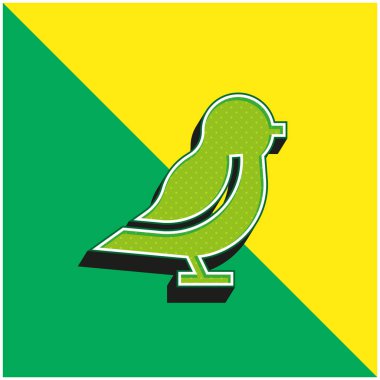 Kuş Yeşil ve Sarı modern 3D vektör simgesi logosu