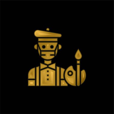 Sanatçı altın kaplama metalik simge veya logo vektörü