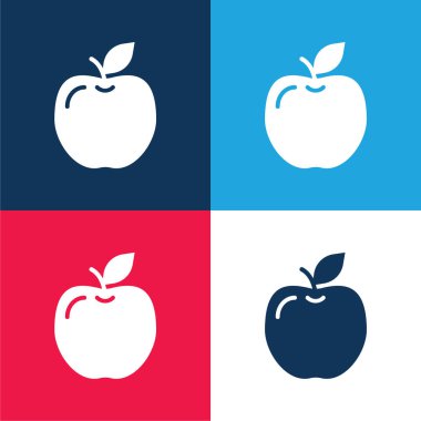 Elma mavisi ve kırmızı dört renk minimal simge kümesi
