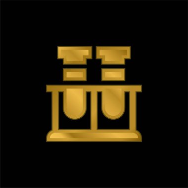 Kan örneği altın kaplama metalik simge veya logo vektörü