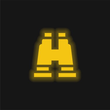 Dürbünler sarı parlayan neon simgesi