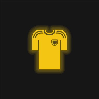 Bir futbol oyuncusunun siyah tişörtü. Sarı parlak neon ikon.