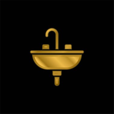 Basin gold plated metalic icon or logo vector clipart