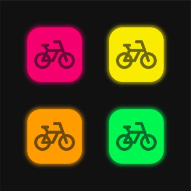 Bicycle four color glowing neon vector icon clipart