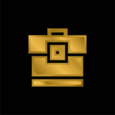 Evrak çantası altın kaplama metalik simge veya logo vektörü
