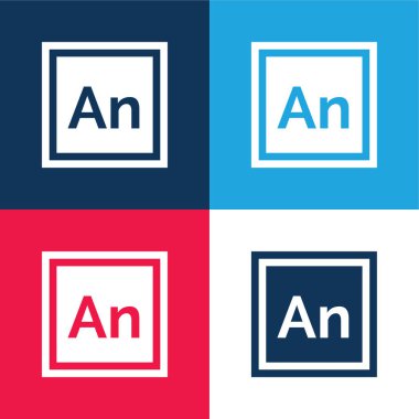 Animate blue and red four color minimal icon set clipart