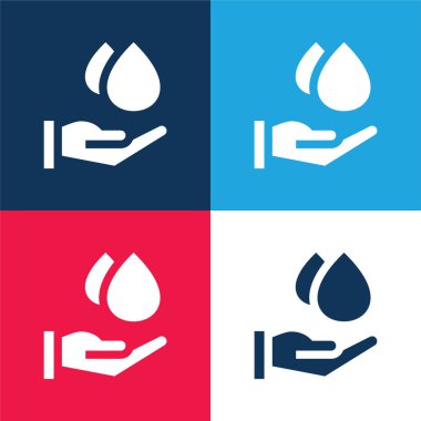 Kan bağışı mavi ve kırmızı dört renk minimal simgesi