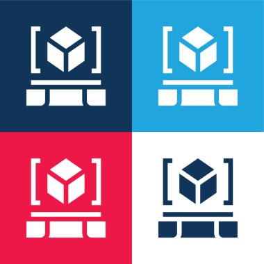 3d Tarayıcı mavi ve kırmızı 4 renk minimal simgesi