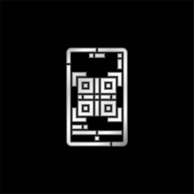 Barkod gümüş kaplama metalik simge